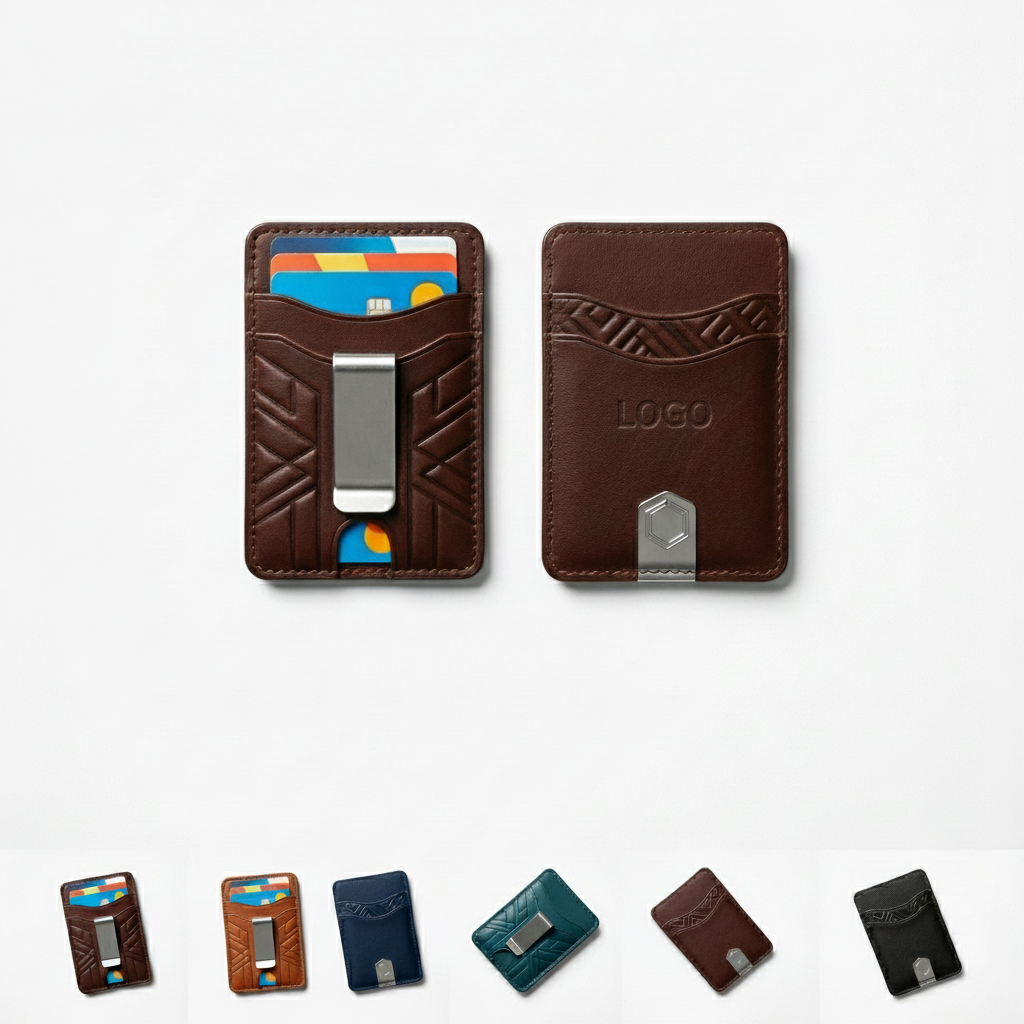 Personalized Slim PU Leather Credit Card & ID Holder for Business and Travel