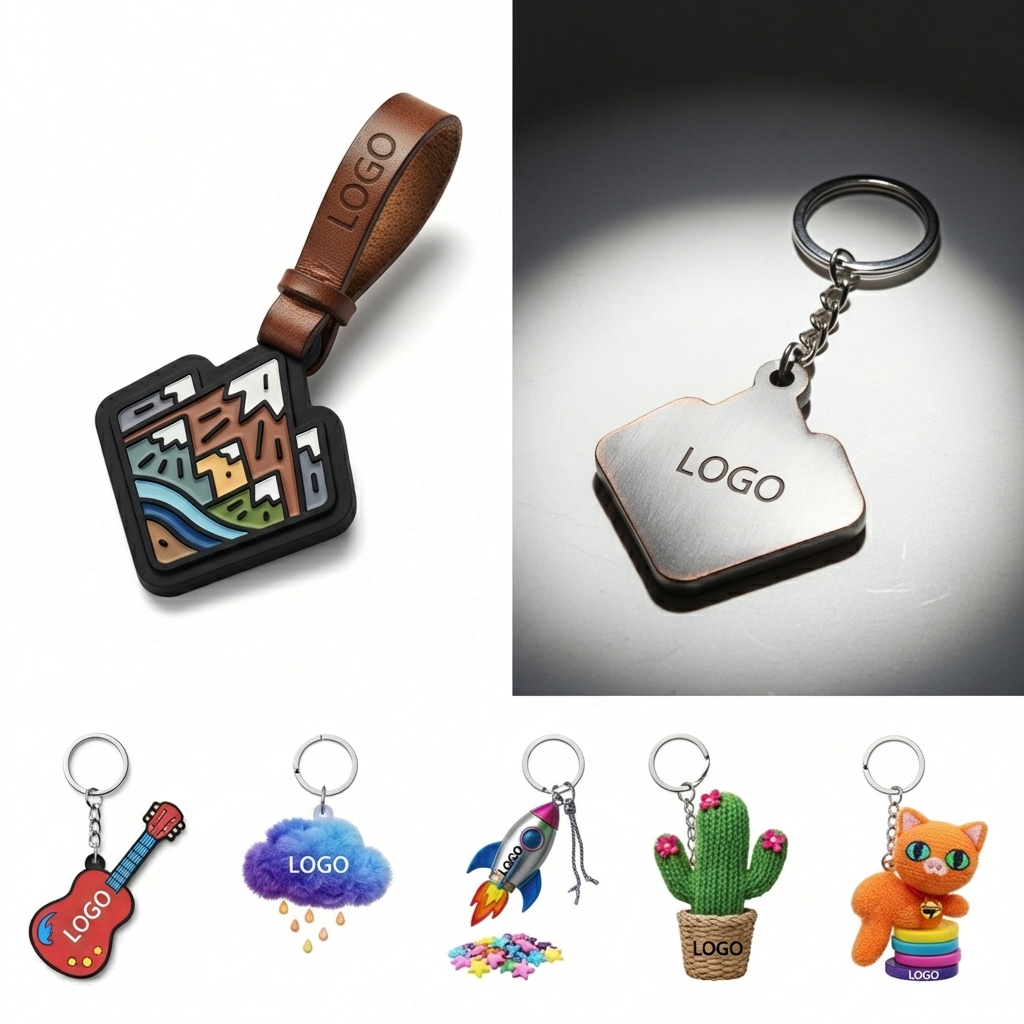 Custom Layered PVC Keychain with Metal Ring