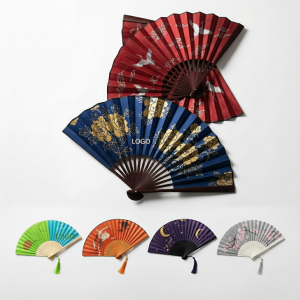 Traditional Pattern Wooden Folding Hand Fan - Portable & Artistic