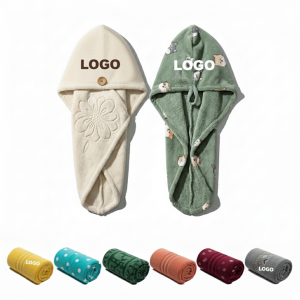 Microfiber Hair Towel Set with Button & Tie Closures