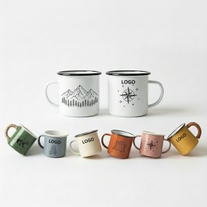Enamel Camping Mug Set - 10 oz Wide Mouth