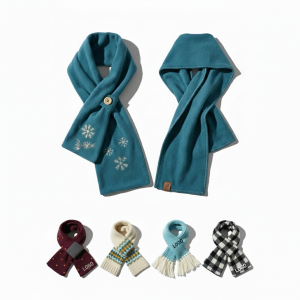 Embroidered Snowflake Fleece Scarf - Winter Neck Warmer